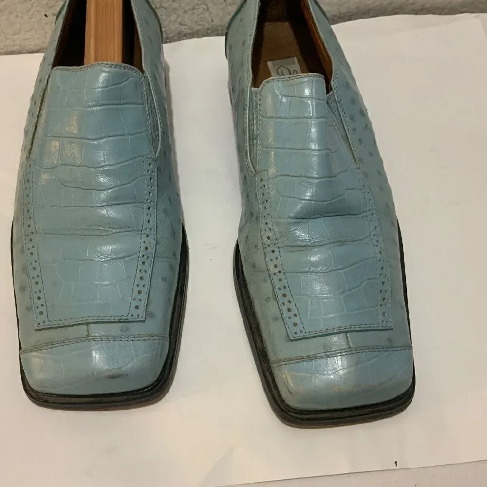 Fratelli Loafers Mens Size 9 Leather Slip On blue Square Toe Dress Shoes